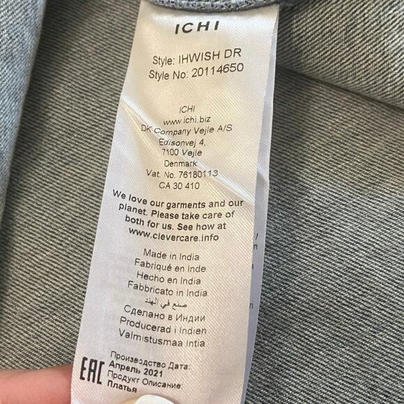 ICHI Denim Pearl Snap Puff Sleeve Dress Size 34 Western Country Sustainable - Picture 3 of 13